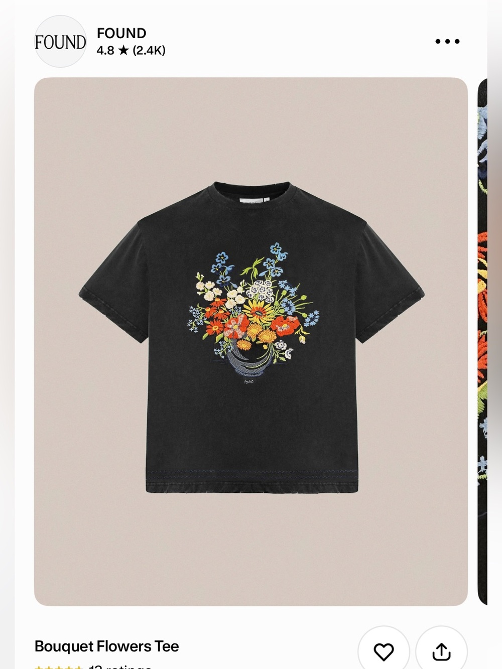 FOUND Bouquet Flowers Short Sleeve Tee - Black